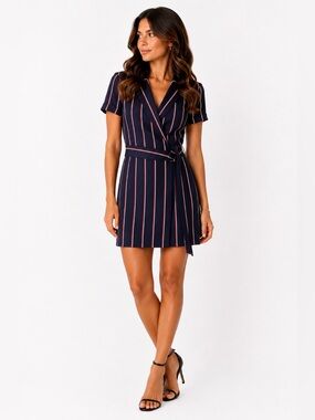 Dress Forum Striped Navy and Red Mini Dress
